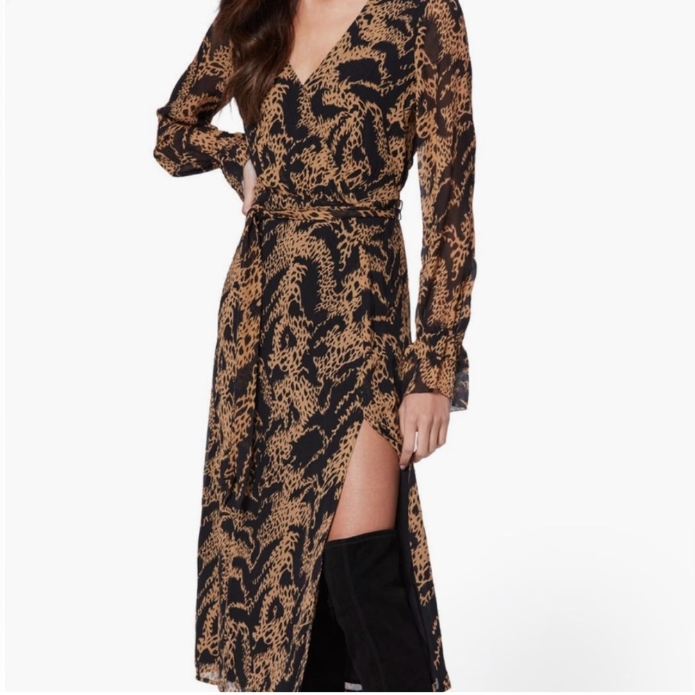 Paige 10% Silk Mixed tiger Midi Dress Sz. XS